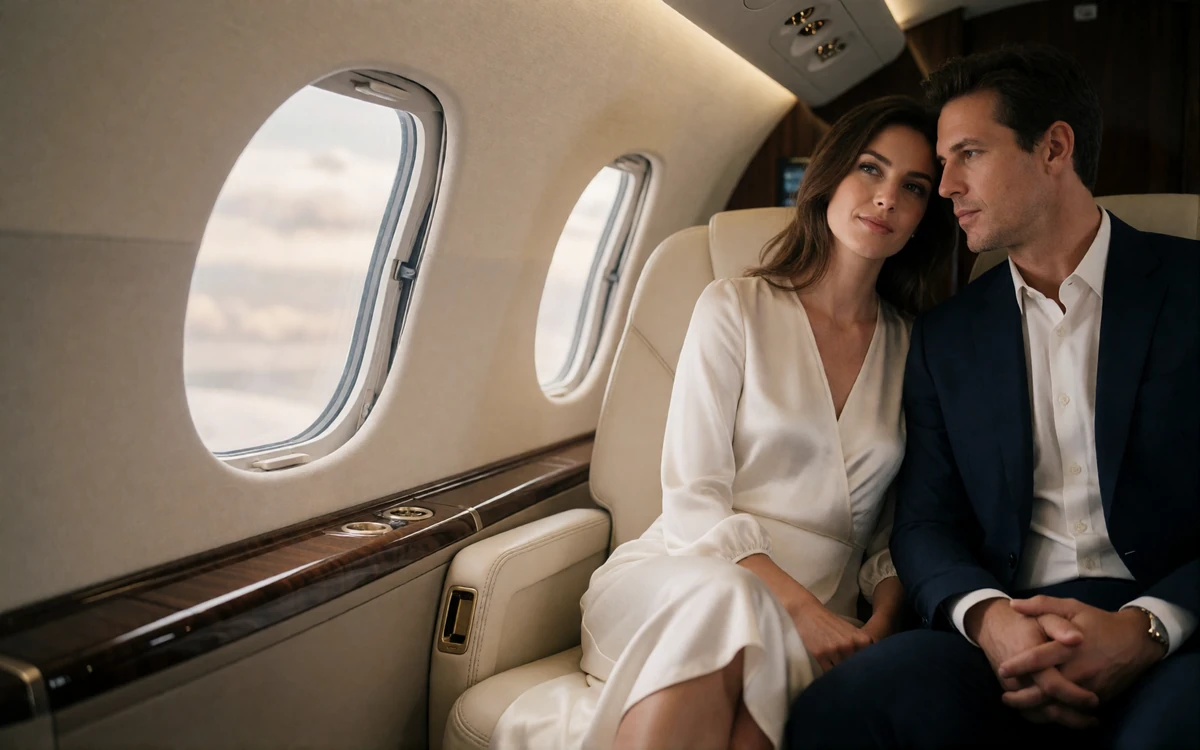 Elegant couple seated together in a refined dining setting, illustrating first-date protocol at an upscale venue